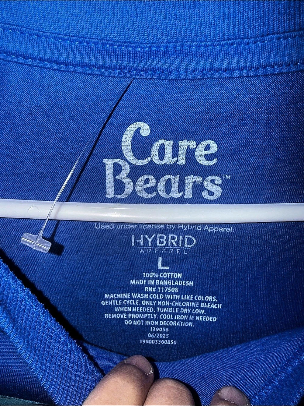 Care Bears Bedtime Bear Sorry My Bed Needs Me T-Shirt Tee Large Blue & White - Picture 3 of 6
